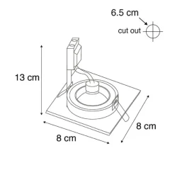 QAZQA Set mit 6 modernen Einbaustrahlern Gold Quadratisch IP44 - Xena
