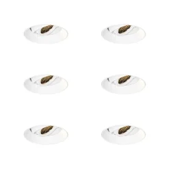 QAZQA Set mit 6 modernen Einbaustrahlern Weiß GU10 Rund Trimless - Oneon Honey