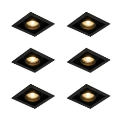 QAZQA Set mit 6 modernen schwarzen, verstellbaren Einbauspots - Roof