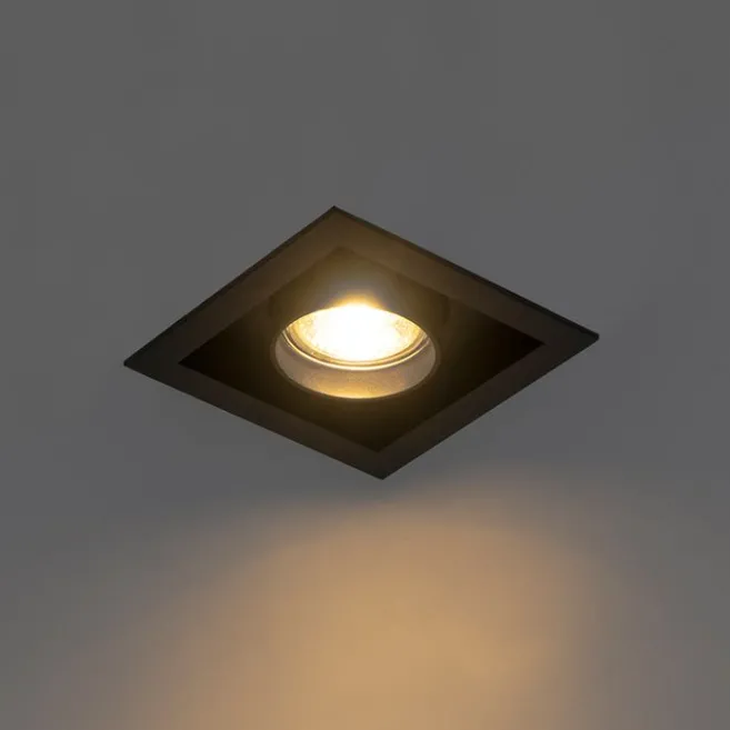 QAZQA Set mit 6 modernen schwarzen, verstellbaren Einbauspots - Roof