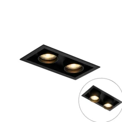 QAZQA Set mit 6 modernen, schwarzen Einbaustrahlern, verstellbar, 2-flammig - Roof