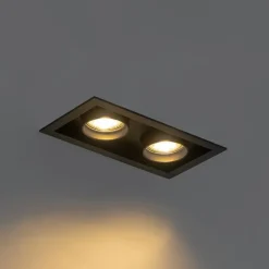 QAZQA Set mit 6 modernen, schwarzen Einbaustrahlern, verstellbar, 2-flammig - Roof