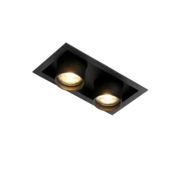 QAZQA Set mit 6 modernen, schwarzen Einbaustrahlern, verstellbar, 2-flammig - Roof