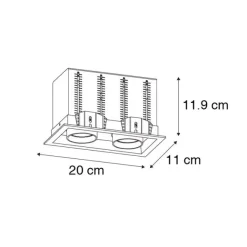 QAZQA Set mit 6 modernen, schwarzen Einbaustrahlern, verstellbar, 2-flammig - Roof