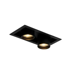 QAZQA Set mit 6 modernen, schwarzen Einbaustrahlern, verstellbar, 2-flammig - Roof