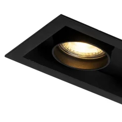 QAZQA Set mit 6 modernen, schwarzen Einbaustrahlern, verstellbar, 2-flammig - Roof