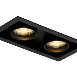 QAZQA Set mit 6 modernen, schwarzen Einbaustrahlern, verstellbar, 2-flammig - Roof