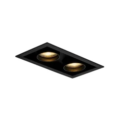 QAZQA Set mit 6 modernen, schwarzen Einbaustrahlern, verstellbar, 2-flammig - Roof