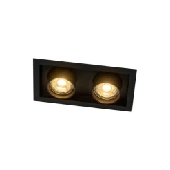 QAZQA Set mit 6 modernen, schwarzen Einbaustrahlern, verstellbar, 2-flammig - Roof