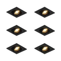 QAZQA Set mit 6 modernen schwarzen, verstellbaren Einbaustrahlern - Club