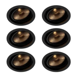 QAZQA Set mit 6 modernen schwarzen verstellbaren Einbaustrahlern - Coop 111 Honey