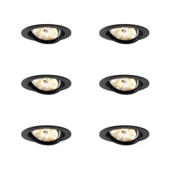 QAZQA Set mit 6 modernen, schwenkbaren schwarzen Einbaustrahlern AR70 - Cisco