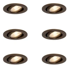 QAZQA Set mit 6 modernen, schwenkbaren Einbaustrahlern Dunkelbronze - Cisco