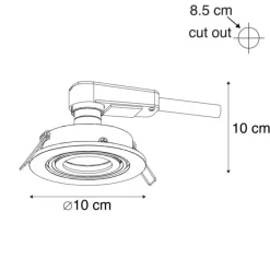 QAZQA Set mit 6 modernen, schwenkbaren Einbaustrahlern schwarz - Club