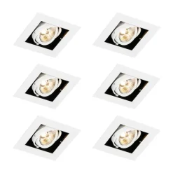 QAZQA Set mit 6 modernen, verstellbaren Einbaustrahlern Weiß - Oneon 70