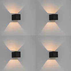 QAZQA Set mit 4 modernen Wandleuchten schwarz - Transfer