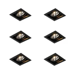 QAZQA Set mit 6 Moderner Einbau Spot schwarz 18 cm verstellbar - Artemis 111