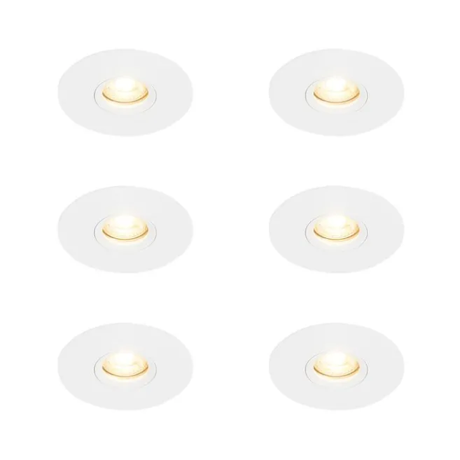 QAZQA Set mit 6 Moderner Einbaustrahler weiß 12 cm - Buco