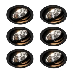 QAZQA Set mit 6 Modernes versenktes Spotschwarz verstellbar - Chuck 111