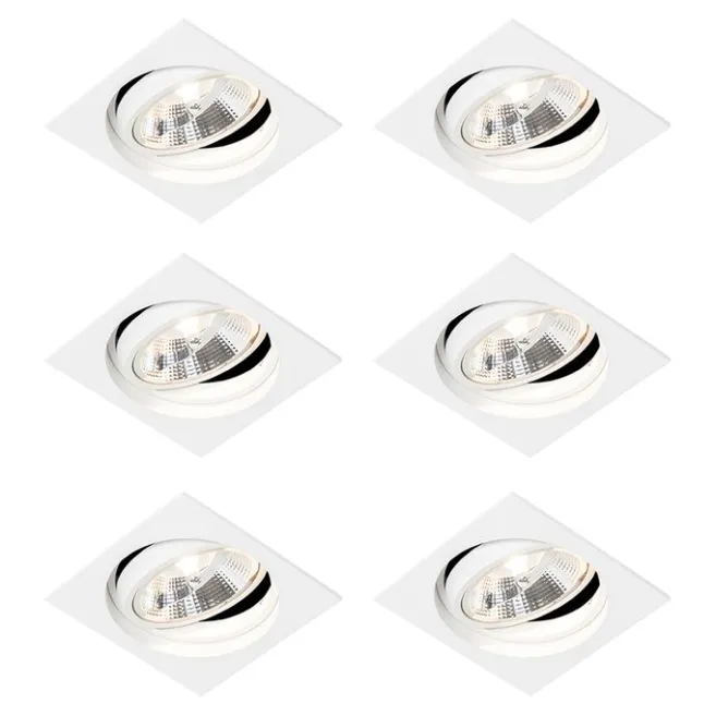 QAZQA Set mit 6 Modernes versenktes Spotweiß verstellbar - Chuck 111