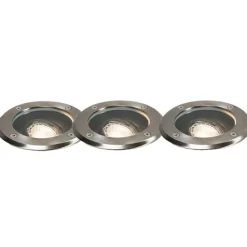 QAZQA Set mit 3 Outdoor-Bodenstrahlern aus Stahl verstellbar IP65 - Delux