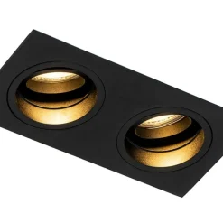 QAZQA Set mit 6 quadratischen Einbaustrahlern schwarz verstellbar 2-flammig - Chuck