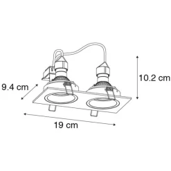 QAZQA Set mit 6 quadratischen Einbaustrahlern schwarz verstellbar 2-flammig - Chuck