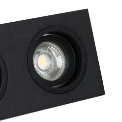 QAZQA Set mit 6 quadratischen Einbaustrahlern schwarz verstellbar 2-flammig - Chuck