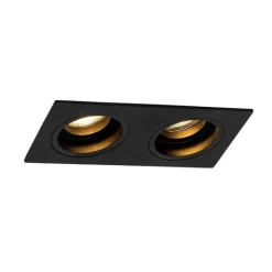 QAZQA Set mit 6 quadratischen Einbaustrahlern schwarz verstellbar 2-flammig - Chuck