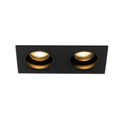 QAZQA Set mit 6 quadratischen Einbaustrahlern schwarz verstellbar 2-flammig - Chuck