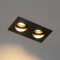 QAZQA Set mit 6 quadratischen Einbaustrahlern schwarz verstellbar 2-flammig - Chuck