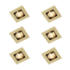 QAZQA Set mit 6 quadratischen Einbaustrahlern Messing verstellbar - Artemis