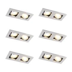 QAZQA Set mit 6 Rechteckiger Einbauspot aus 2-flammigem Aluminium - Qure