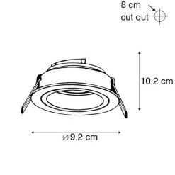 QAZQA Set mit 6 runden Einbaustrahlern Schwarz mit Gold drehbar und neigbar - Chuck