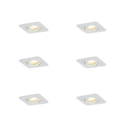 QAZQA Set mit 6 runden Einbaustrahlern Weiß GU10 50mm dreh- und schwenkbar IP44 - Alberto