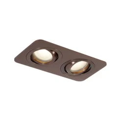 QAZQA Set mit 6 runden Einbaustrahlern Dunkelbronze GU10 50mm schwenkbar und neigbar IP44 2-flammig - Alberto