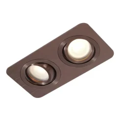 QAZQA Set mit 6 runden Einbaustrahlern Dunkelbronze GU10 50mm schwenkbar und neigbar IP44 2-flammig - Alberto