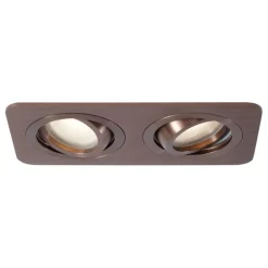 QAZQA Set mit 6 runden Einbaustrahlern Dunkelbronze GU10 50mm schwenkbar und neigbar IP44 2-flammig - Alberto