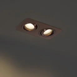 QAZQA Set mit 6 runden Einbaustrahlern Dunkelbronze GU10 50mm schwenkbar und neigbar IP44 2-flammig - Alberto