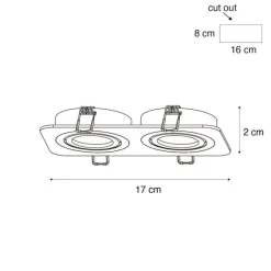 QAZQA Set mit 6 runden Einbaustrahlern weiß GU10 50mm dreh- und schwenkbar IP44 2-flammig - Alberto