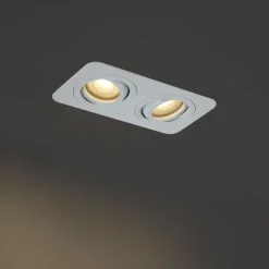 QAZQA Set mit 6 runden Einbaustrahlern weiß GU10 50mm dreh- und schwenkbar IP44 2-flammig - Alberto