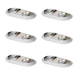 QAZQA Set mit 6 runden Einbaustrahlern Weiß GU10 70mm 2-Licht - Hubs