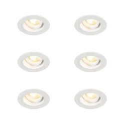 QAZQA Set mit 6 runden, verstellbaren Einbauspots in Weiß - Chuck