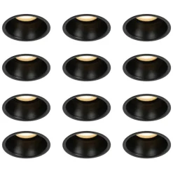 QAZQA Set mit 12 schwarzen Einbauleuchten GU10 50mm IP44 - Dept