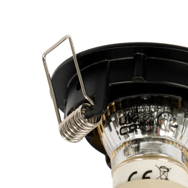 QAZQA Set mit 6 schwarzen Einbauleuchten GU10 35 mm - Edu