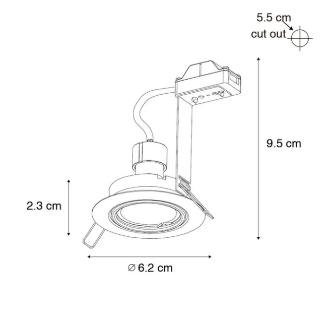 QAZQA Set mit 6 schwarzen Einbauleuchten GU10 35 mm - Edu