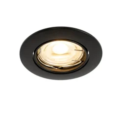 QAZQA Set mit 6 schwarzen Einbauleuchten GU10 35 mm - Edu