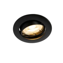 QAZQA Set mit 6 schwarzen Einbauleuchten GU10 35 mm - Edu