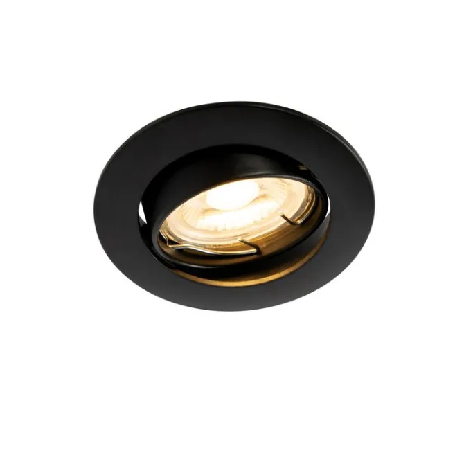 QAZQA Set mit 6 schwarzen Einbauleuchten GU10 35 mm - Edu