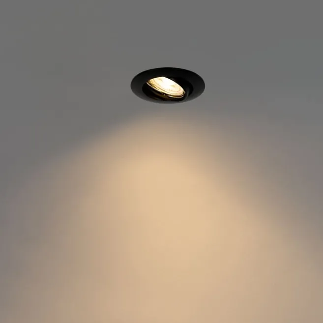 QAZQA Set mit 6 schwarzen Einbauleuchten GU10 35 mm - Edu